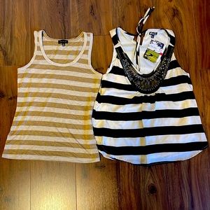 Two XS Tanks, Gold Stripe The Limited brand and black and white stripe NWT